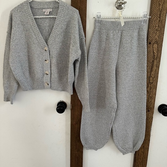 New Sincerely Jules Knit Lounge Set Button Crop Cardigan Sweater & Pants XS - Picture 7 of 16